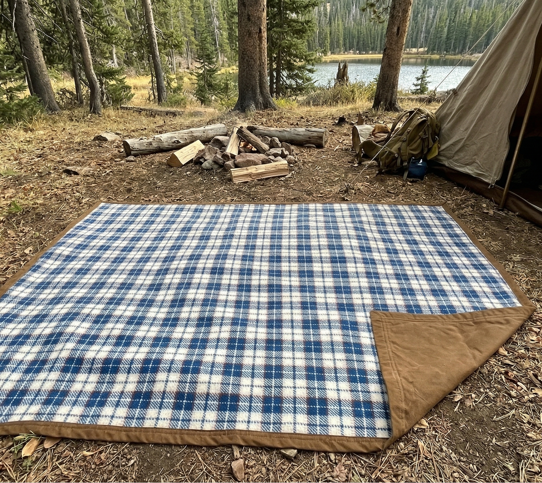 Wool Canvas Camping Blanket - Waxed Canvas Outdoor Blanket / Bushcraft Blanket - OVERLANDERS Outfitter