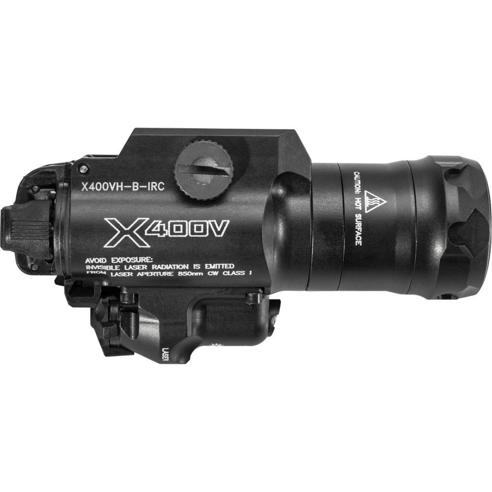 HCC Tactical X400VH Vampire weapon light, showcasing illumination and marking features on a tactical firearm.
