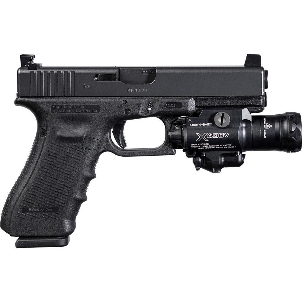 HCC Tactical X400VH Vampire weapon light with illumination and marking features, showcasing its sleek design and functionality.