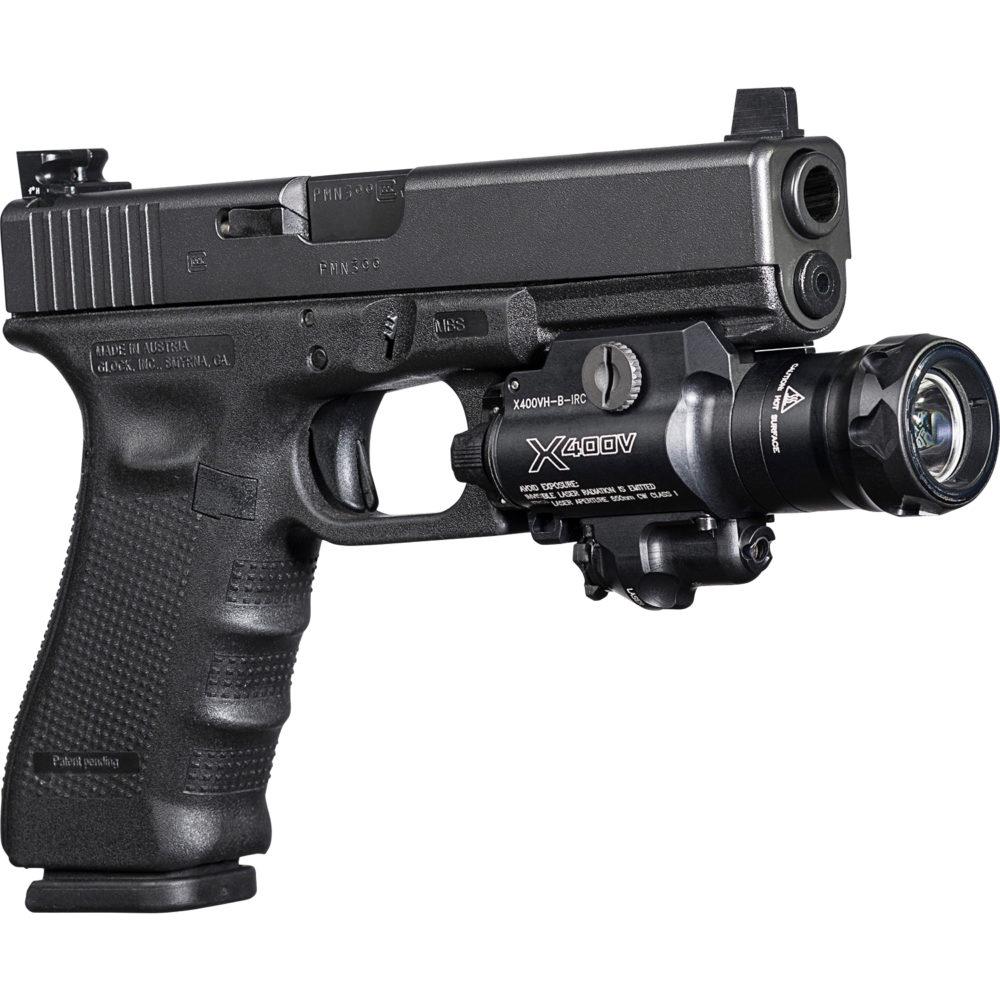 HCC Tactical X400VH Vampire weapon light with illumination and marking features, mounted on a firearm.