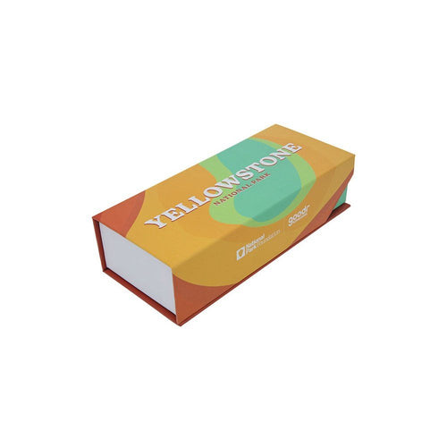 Rare Air Discs Yellowstone Limited National Park OG sunglasses worn on face, bright yellow frame with dark lenses.