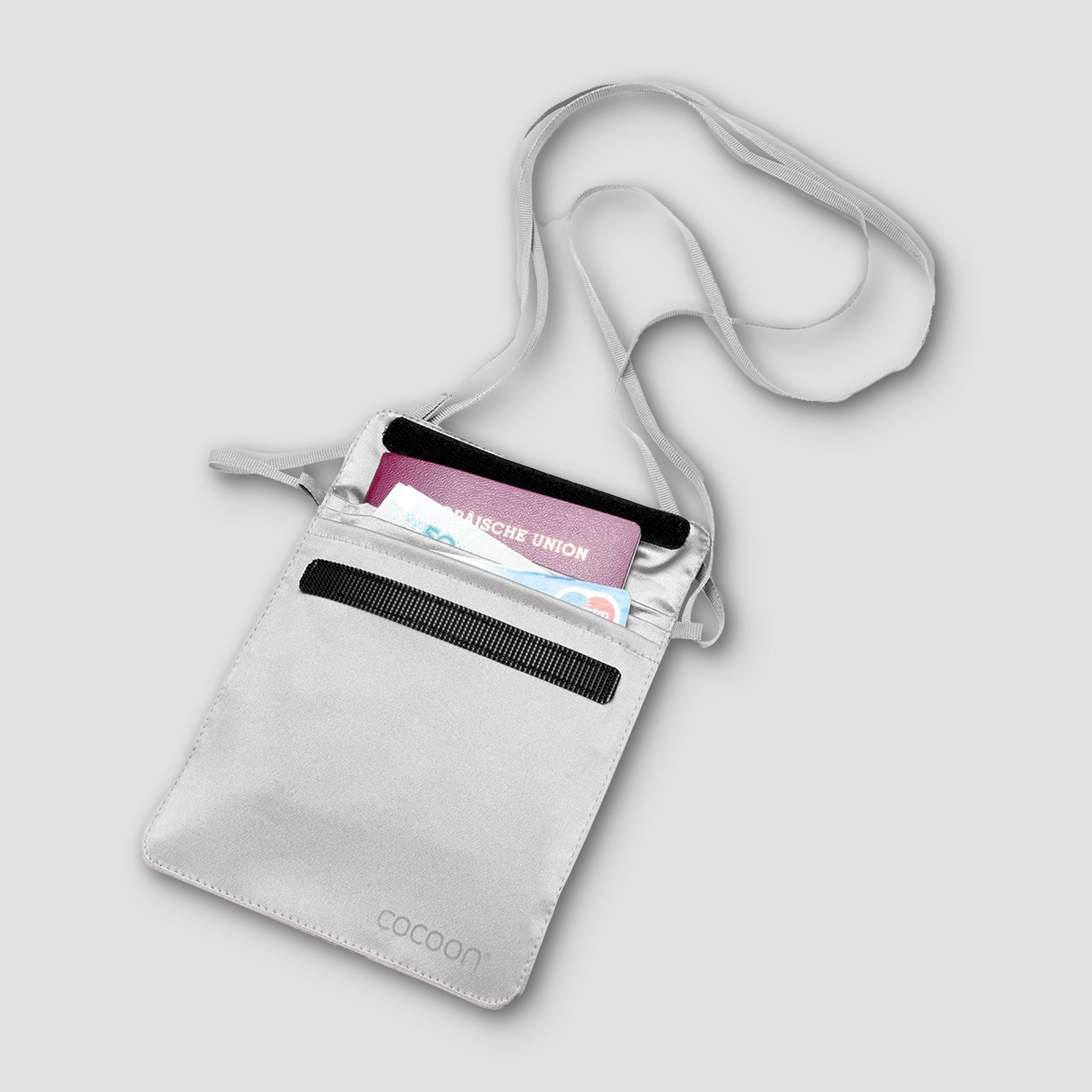 COCOON Secret Passport Wallet Monsoon Silk™ neck wallet with sleek design, featuring secure compartments for travel essentials.