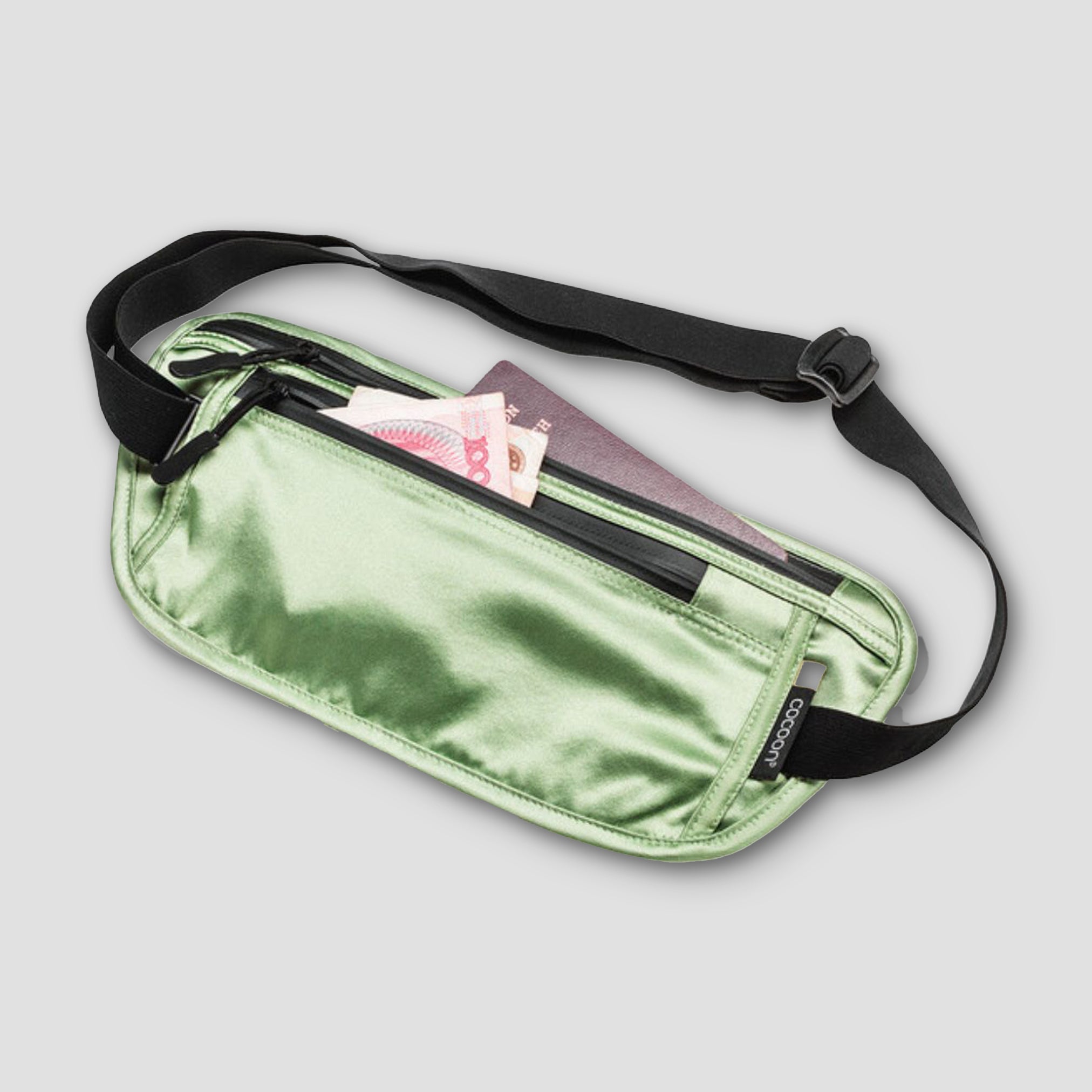 Cocoon Monsoon Silk waist wallet with secure zip closure, featuring sleek design and durable fabric for comfortable everyday use.